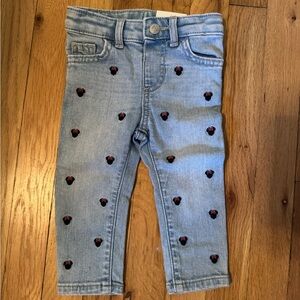 Disney Light Blue Denim Kids Jeans with Black & Pink Heart Accents